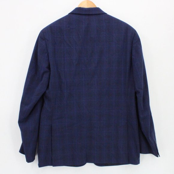 Ryan Seacrest Blazer Mens Navy Blue Plaid Casual Two Button Front Lined Size 40R - Picture 8 of 10